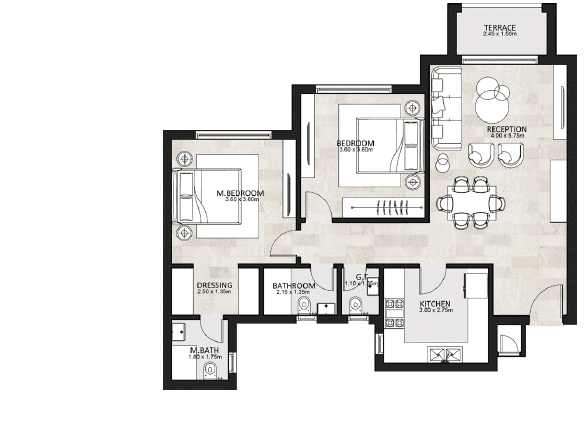 شقة 105 م للبيع في جاردن ليكس ويست هايد بارك 6 اكتوبر